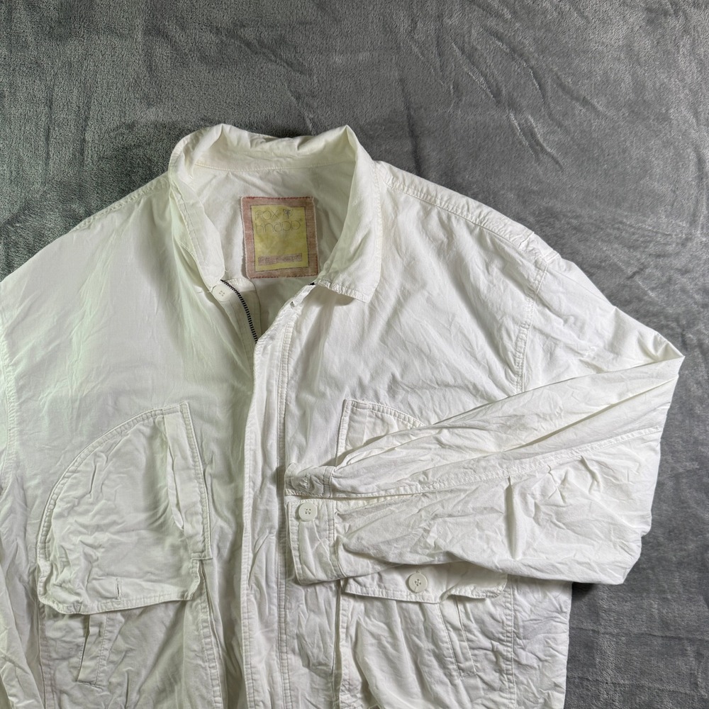VTG Fox Knapp Lightweight‎ Jacket White Utility Pockets Full Zip Coat Large